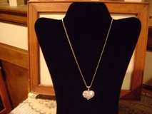 Ladies' Silvery Glittery Heart Pendant Necklace in Kingwood, Texas